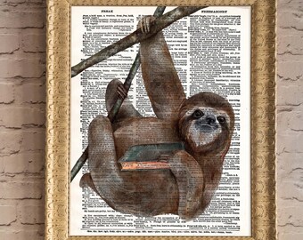 Sloth reader Dictionary Art Read books