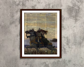 King Arthur artwork dictionary art Home Decor Wall Decor Lancelot and Guenevere