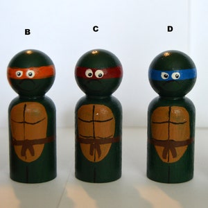 Martial Arts Turtle Heroes Peg Dolls