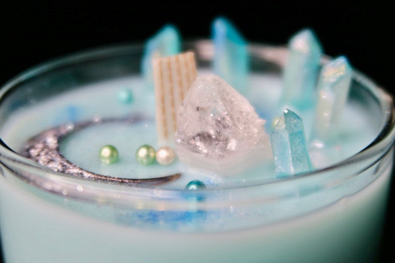 Blue Moon Candle Jasmine Honey Scent Luxury Wax Crystal Etsy