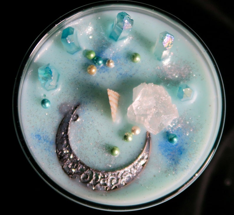 Blue Moon Candle Jasmine Honey Scent Luxury Wax Crystal Etsy
