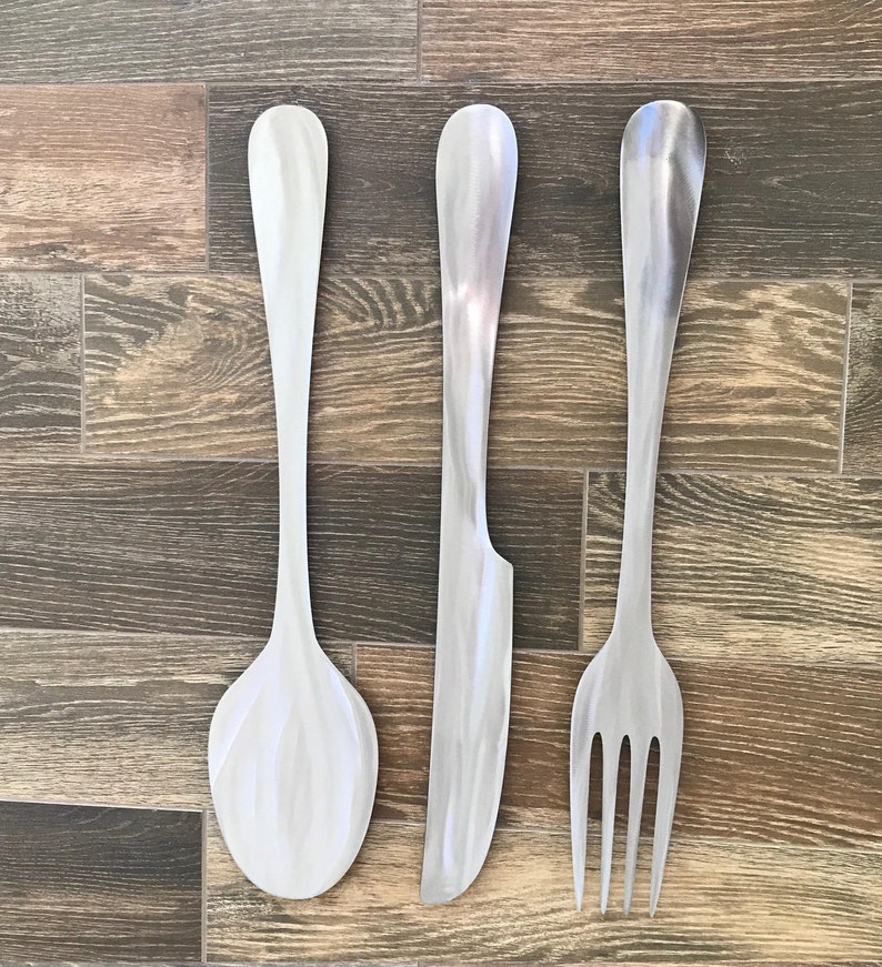 Extra Large Fork Knife And Spoon Wall Decor Metal Kitchen Art Gift For Foo Silverware