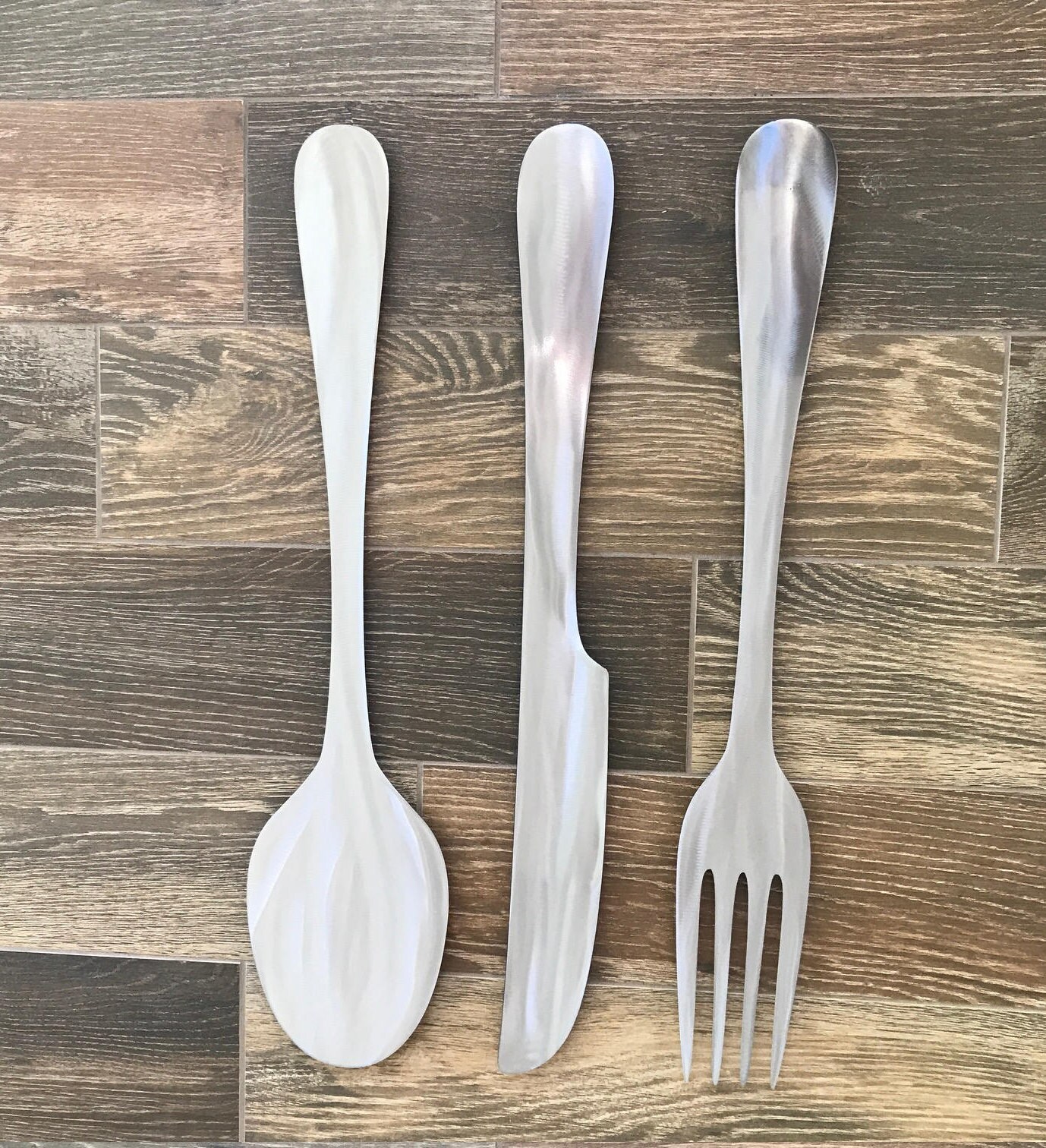 Large Fork Knife And Spoon Wall Decor Metal Kitchen Decor Etsy