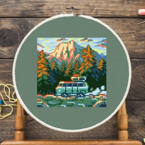 Mountain Pit Stop Cross Stitch Pattern