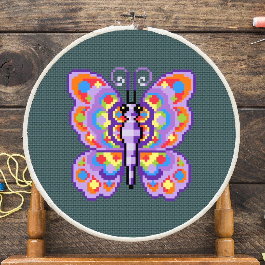 Purple Butterfly Cross Stitch Pattern - Etsy