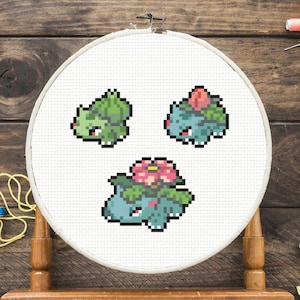 Bulbasaur Evolution Cross Stitch Pattern