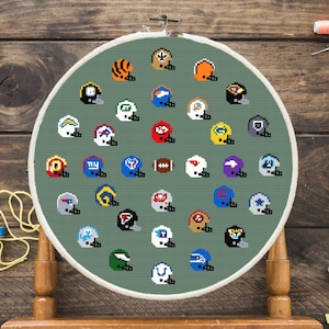 NFL Teams Mini Helmets Cross Stitch Pattern