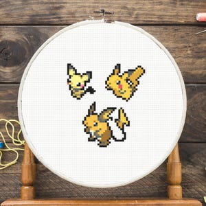 Pichu Evolution Cross Stitch Pattern