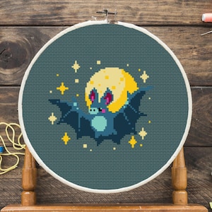 Moonlight Bat Cross Stitch Pattern