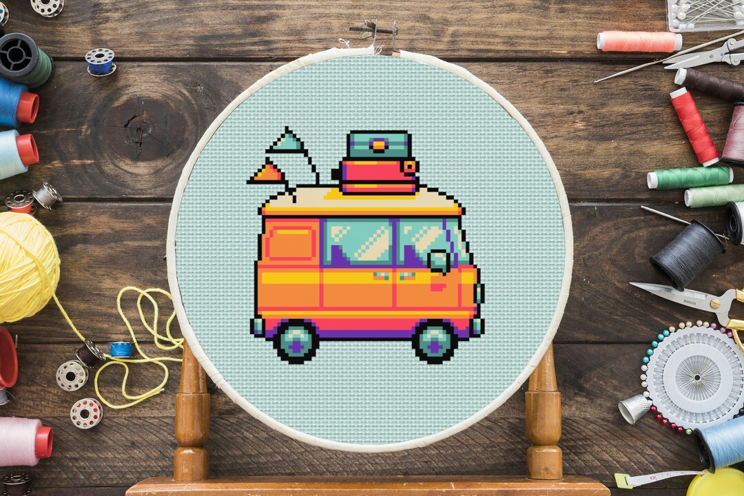 Simple Custom Van Patterns 70s Van Cross Stitch Pattern - Etsy Israel