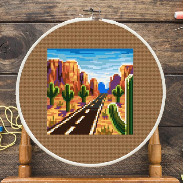 Desert Highway Cross Stitch Pattern