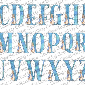 Peter Rabbit Alphabet, PNG, Digital Download - Letters Included U, V, W ...