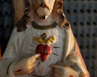 Vintage Jesus Scared Heart Statue