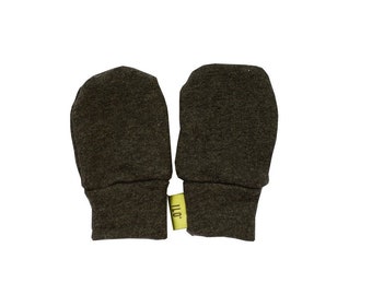 Organic cotton fleece with brushed back mittens handmade in the UK  *charcoal*