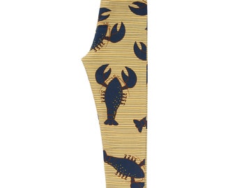 Blue Lobsters on Vainilla Leggings in Organic Cotton Jersey