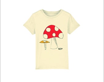 Kid's Screen Printed Organic T-shirt (Beetroot or Toadstools)