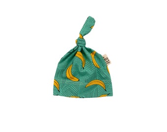 Bananas on Truquoise Organic Jersey Reversible Bib, with or without Taggy Frills