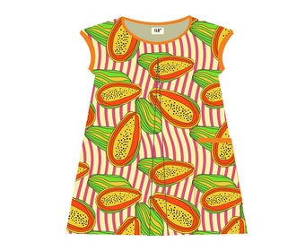 Papayas A-line Dress with 2 Pockets, Organic Cotton Jersey