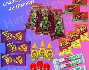 Family Chamoy Pickle Kit Hot Cheetos & Takis Package Trending Chamoy Alamo Candy Co Official  Fall Chamoy Pickle Kits 21 items plus Extras