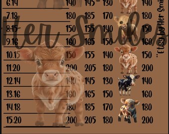 250 WTA Bingo Board Cow Calfs