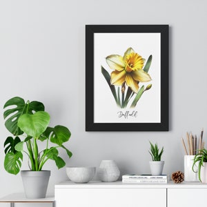 Daffodils Flower Wall Art Framed , March Birth Month Flower, Watercolor Printable, Spring Flower Painting, Mother&#39;s Day Gift