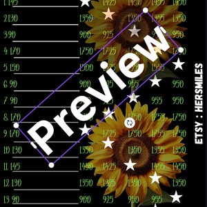 Puede incluir: Una tarjeta de bingo en blanco y negro con un gráfico de girasol. La tarjeta tiene números del 90 al 170 y las letras B, I, N, G y O. La tarjeta está titulada "WTA $2K".