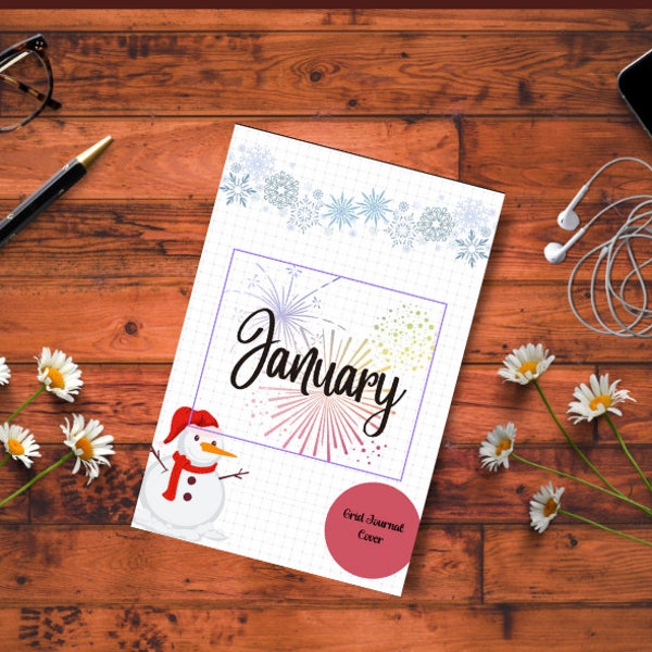 12 Monthly Cover Pages -  Journal Title Pages In Color - Monthly Planner Cover Page - Printable Cover Page - 12 Month Title Pages grid A5