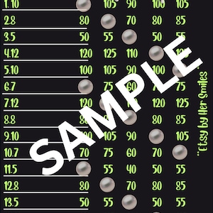 May include: A black and white bingo card with numbers and pearl-like circles. The card has the letters B, I, N, G, and O at the top. The text "WTA on each line $125" is at the top left corner. The text "Etsy by Her Smiles" is at the bottom right corner.