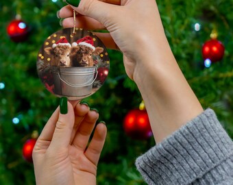 Highland Cow Christmas Ornaments for Sublimation, Baby Highland Cows, Christmas Ornament Bundle, Christmas Designs, Round Ornament PNG Gift