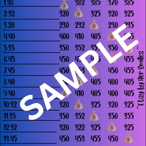 Puede incluir: Una tarjeta de bingo morada y azul con un icono de bolsa de dinero en el centro. La tarjeta tiene números del 1,38 al 15,32 y las letras B, I, N, G, O en la parte superior. La tarjeta está titulada "Bingo" y tiene una superposición de texto que dice "Sample".
