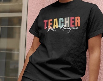 Personalized Teacher Shirt, Happy First Day Of School Shirt For Teachers, Custom 1st Day of School Tshirt, Gift for Teacher Name shirt