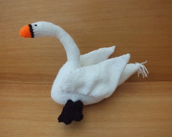 Hand Knitted Swan, Soft Animals, Childrens Wildlife Gifts