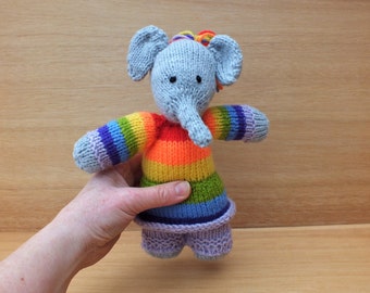 Rainbow Elephants, Hand Knitted Soft Childrens Gift