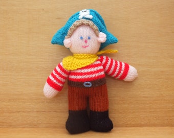 Hand knitted pirate, stuffed soft nautical toys, boys knitted dolls, CE Tested and labelled