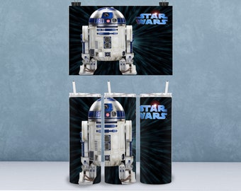 R2-D2 Star Wars inspired digital design, 20 oz skinny tumbler, sublimation or waterslide