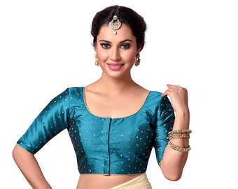 White New Designer Readymade Latest Beaded Saree Blouse Poly Silk Indian Fabric Craft Tunic Butterfly Top Sari Choli Wedding Wear For Women