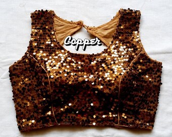 copper sequin blouse