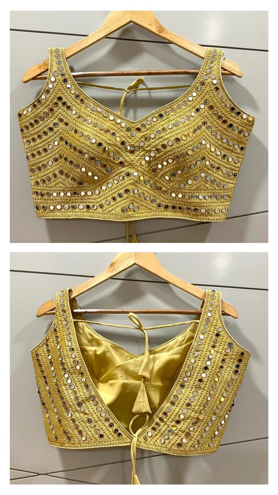 Golden Readymade Stitch Heavy Wedding Blouse Silk Party Wear Saree Blouse  Fabric Craft Tunic Top Latest Beaded Work Sari Choli Women Indian -   Canada