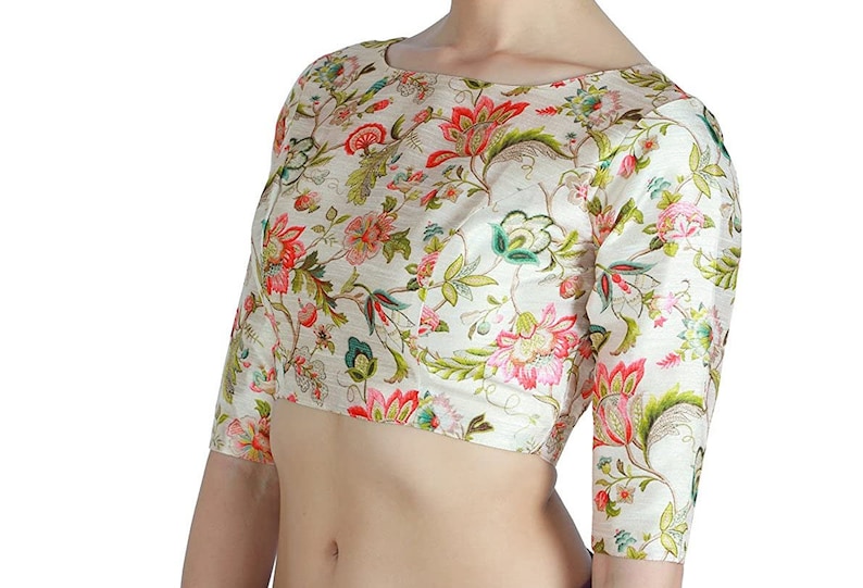 Floral Printed Readymade Blouse Elbow Length Sleeves Blouse Etsy