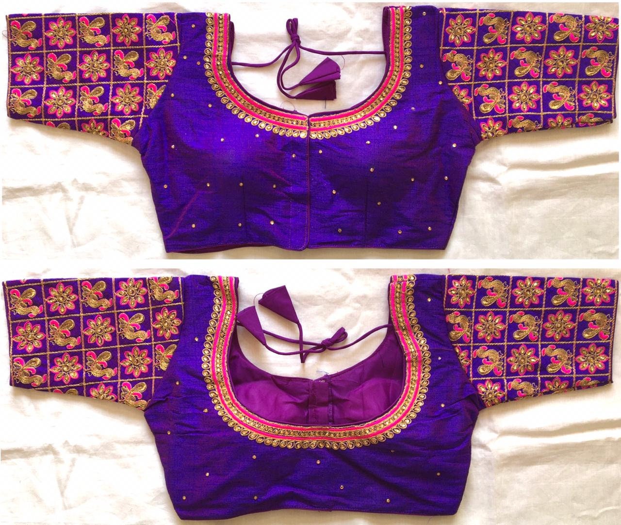 Purple Designer Readymade Festive Banglori Silk Blouse Crop - Etsy