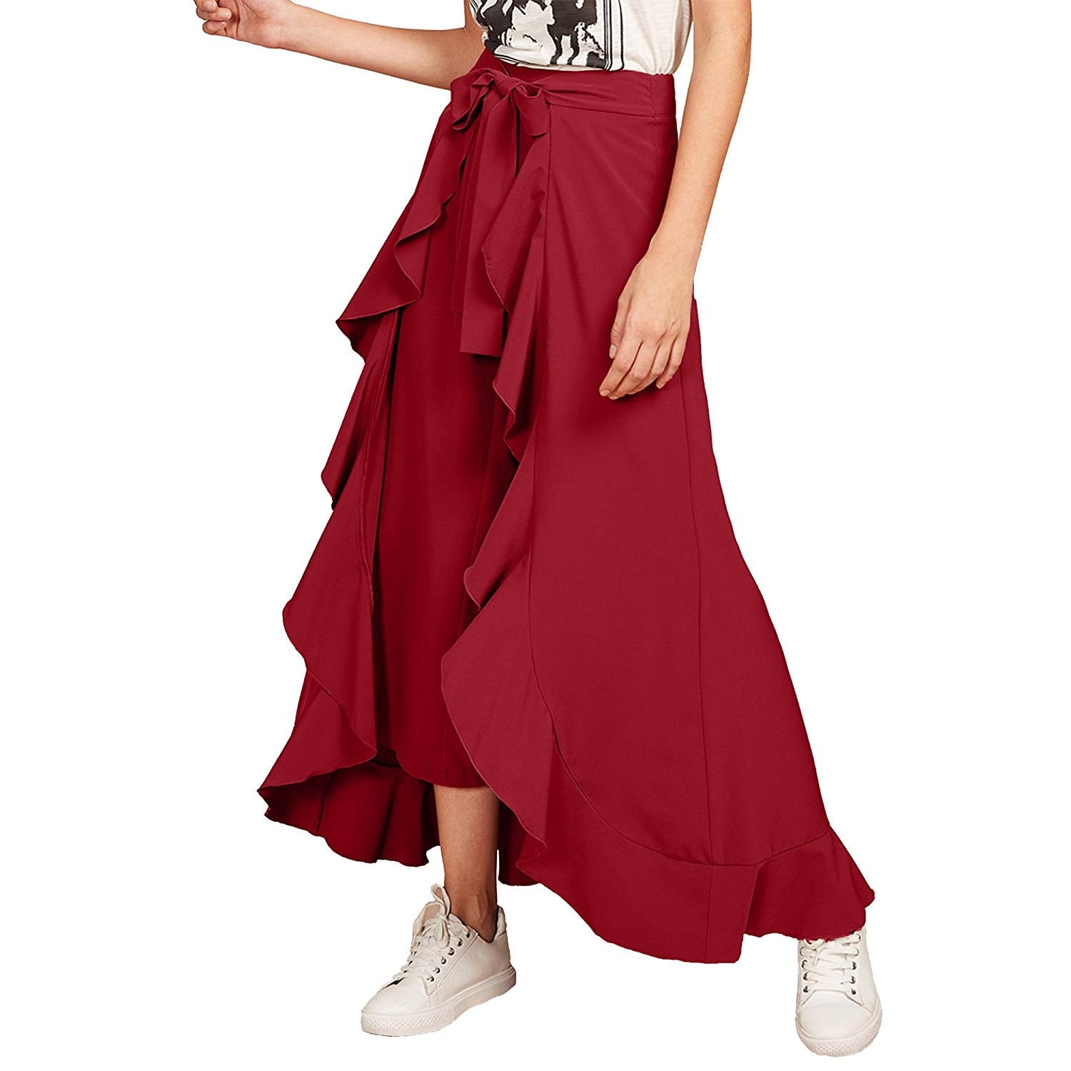 Women's Ruffle Palazzo Skirt/ Palazzo/ Maroon Western Etsy