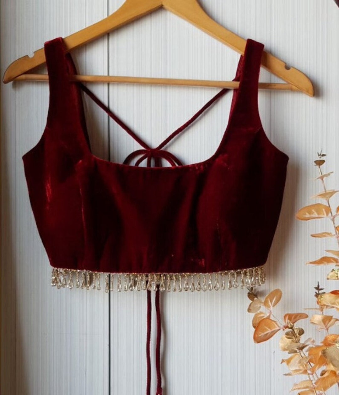 Maroon Velvet Sleeveless Blouse Sabyasachi Deep Neck Blouse - Etsy
