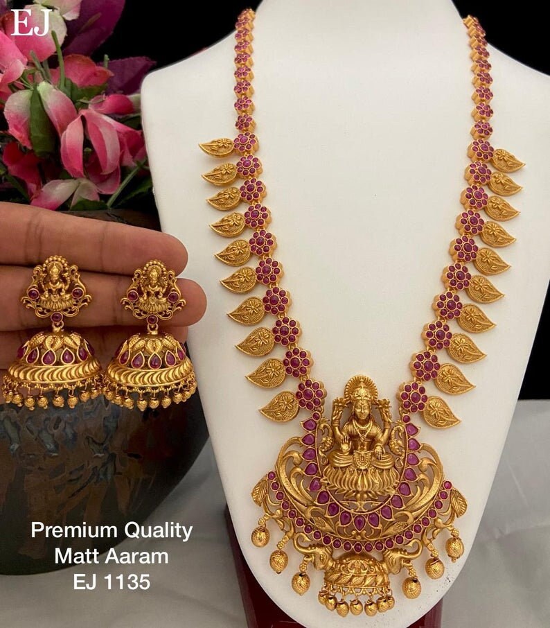 south indian jewelry indian jewelry Designer Mangalsutra Temple Jewelry Full Set Bridal jewelry matte gold necklace traditional jewelry