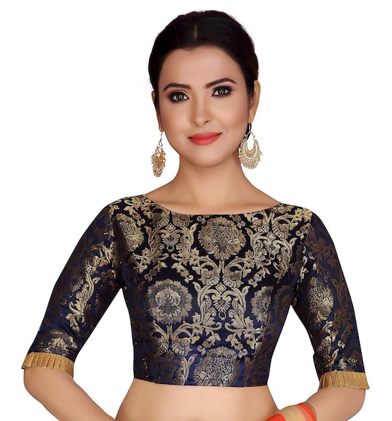 Indian New Traditional Fancy Party Wear Deep Neck Blouse With Back Hook