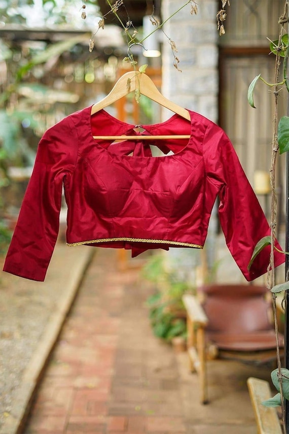 Buy Raw Silk Sari Blouse Sabyasachi Deep Neck Blouse Designer