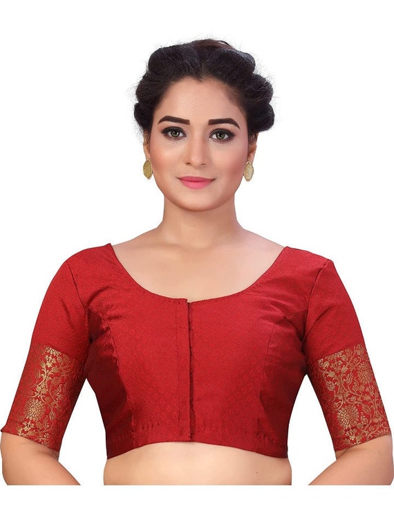 Buy Women's Brocade Saree Blouse With Golden Kanjivaram Border Designer  Readymade Blouse Indian Fabric Craft Tunic Top Sari Choli Wedding Blouse  Online in India 