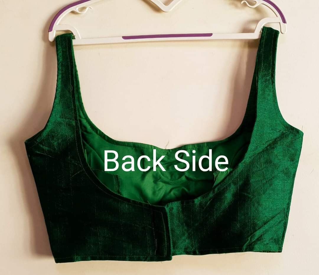 Green Plain Solid Designer Readymade Art Silk Blouse Crop Top - Etsy