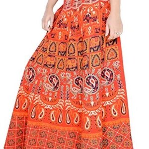 RAJASTHANI LOOK Ready Made Cotton Summer Lehanga Wrap Round Skirt Printed Fabric Women Ethnic Petticoat for Saree Skirt On Choli 38in Long.