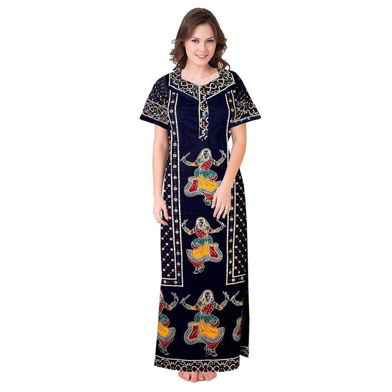 Free Size Women/'s 100/% Soft Cotton NightyNightwearNight DressSleepwearGown Blue Cotton Nighty For Women Fabric Craft For Mom