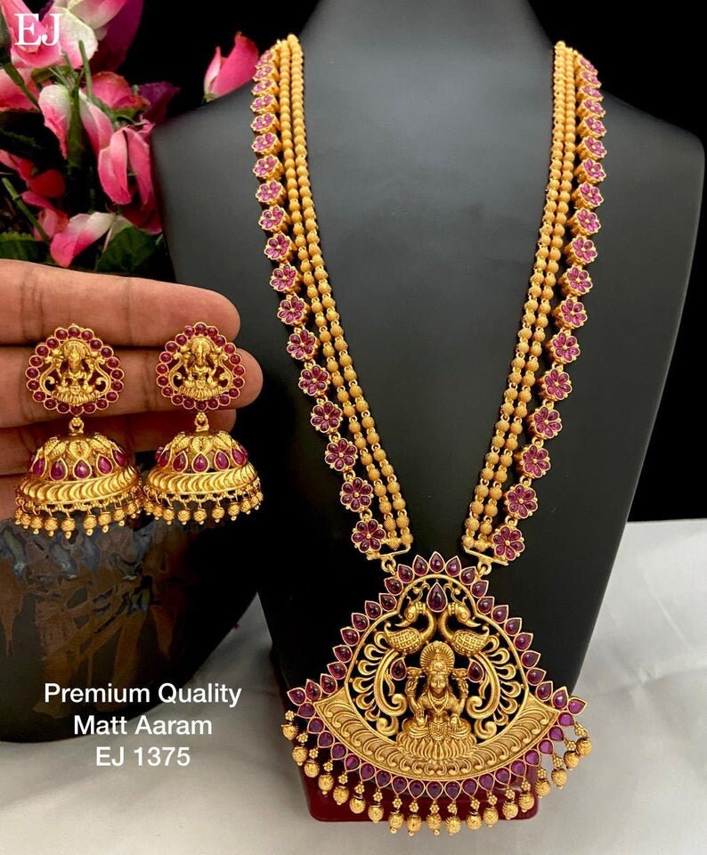 south indian jewelry indian jewelry Designer Mangalsutra Temple Jewelry Full Set Bridal jewelry matte gold necklace traditional jewelry